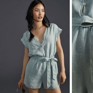Cloth & Stone Moss cap sleeve romper from Anthropologie size Large